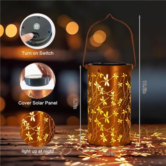 Birthday Gifts for Women,Solar Lanterns Outdoor Hanging Lantern Lights - Picture 5 of 7